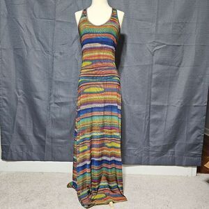 Veronica M Multi-Color Striped Racerback Maxi Dress Size M